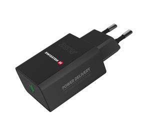 Адаптер Swissten SW-USBCPD25W-B, USB-C, черный цв., 25 Вт