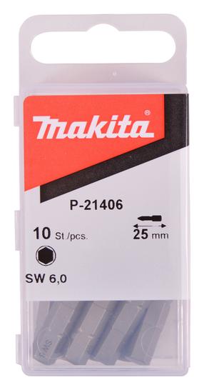 Набор битов для отверток Makita P-21406, HEX, 25 мм, Ø6 мм