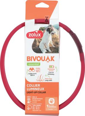 Ошейник для собак Zolux Bivouak, красный цв., 600 мм x 10 мм, M/L