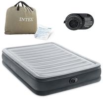 Pripučiamas čiužinys su pompa Intex Dura-Beam Comfort Plush, pilka sp., 191 cm x 137 cm x 33 cm