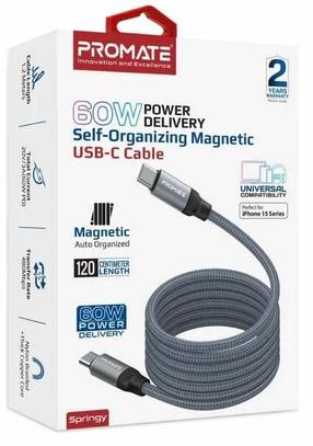 Juhe Promate Springy, USB Type C, 120 cm, hall v., 60 W