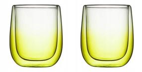 Dubultā stikla glāzes komplekts Ambition Ombre, caurspīdīga krās./zaļa krās., 0.35 l