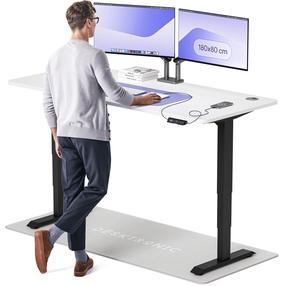 Datorgalds regulējams augstums Desktronic HomePro, 180 cm x 80 cm, 61 - 125.5 cm, balts krās./melns krās.