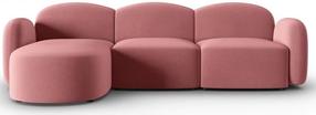 Kampinė sofa Micadoni Home Blair Velvet, rožinė sp., kairinė, 272 x 155 cm x 80 cm