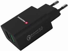 Telefono įkroviklis Swissten Premium Travel, 2 x USB, juoda sp., 23 W