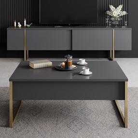 Svetainės baldų komplektas Kalune Design Luxe, vidaus, antracito sp./aukso sp.