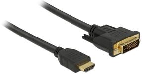 Vads Delock HDMI to DVI 24+1 Bi-Direction 85653 HDMI, DVI 24+1 male, 1 m, melna krās.
