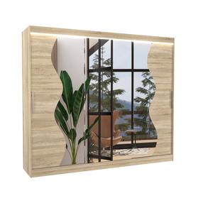 Skapis ADRK Sharon, sonoma ozola krās., 250 cm x 58 cm x 215 cm, ar spoguli