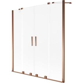 Dušo sienelė Mexen Velar Duo, 140 cm x 150 cm, rausvojo aukso sp./skaidri sp./matinis