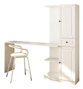 Rašomasis stalas su lentyna Kalune Design Beyza Rb-021, 120 cm x 40 cm, 75 - 150 cm, balta sp.