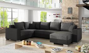 Kampinė sofa Marco Sawana 05, Soft 11, juoda sp./tamsiai pilka sp., dešininė, 210 x 312 cm x 92 cm