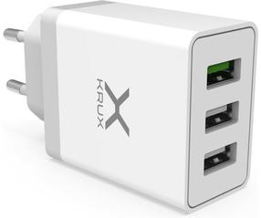 Adapteris Krux Charger With 3 USB, Europlug/3 x USB, balta, 30 W
