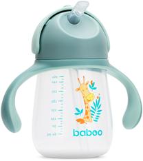 Gertuvė su silikoniniu šiaudeliu Baboo Cup With Straw Safari, 260 ml, 9 mėn., plastikas/silikonas, žalia sp.