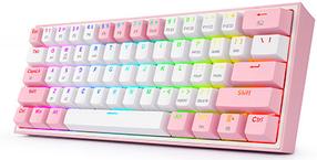 Belaidė žaidimų klaviatūra Redragon Fizz Pro K616 Red, EN, balta sp./rožinė sp.