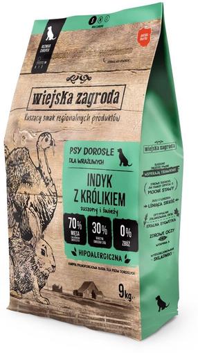 Сухой корм для собак Wiejska Zagroda Turkey & Rabbit S, крольчатина/индюшатина, 9 кг