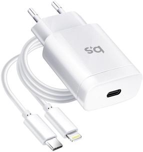 Telefoni laadija BlueStar TFK-TC-1099C, USB Type C/Apple Lightning, valge v., 18 W