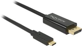 Адаптер Delock USB Type-C To Displayport 85255 USB Type-C male, Displayport, 1 м, черный цв.