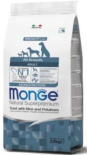Sausā suņu barība Monge All Breeds Adult MN11334, rīsi/kartupeļi/forele, 2.5 kg