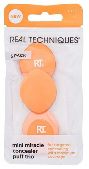 Makiažo kempinėlė Real Techniques Mini Miracle Concealer Puff, 3 vnt., oranžinė sp.