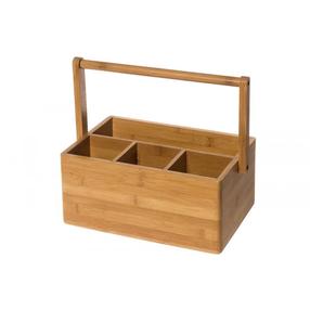 Galda piederumu organizatori Maku, 21.5 cm x 29.5 cm x 25.5 cm, bambuss, brūna krās.