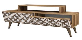 TV staliukas Kalune Design City, balta sp./riešuto sp., 140 cm x 41.8 cm x 48.8 cm