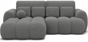 Kampinė sofa - lova Covelion Bouclé Royal 04, pilka sp., kairinė, 167 x 260 cm x 105 cm