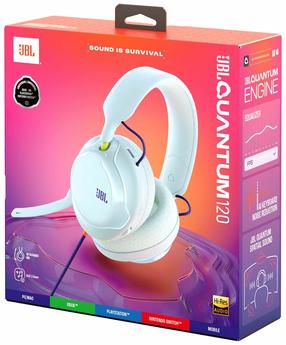 Laidinės žaidimų ausinės JBL Quantum 120 JBLQTUM120ICE, žydra sp.