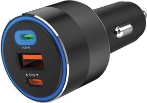 Auto telefona lādētājs Sandberg 441-49, USB/2 x USB-C, melna krās., 130 W