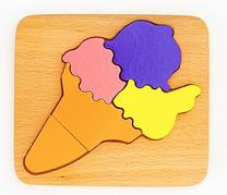 Edukacinė dėlionė Wood&Joy Sweets Puzzle Ice Cream, 3 cm, įvairių spalvų, 5 vnt.