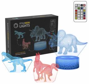 Dekoracija „Dinozauras“ Manta 3D su LED apšvietimu, 19.7 cm, 13.7 cm, įvairių spalvų