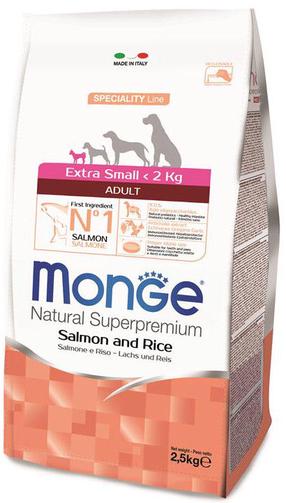 Sausā suņu barība Monge Speciality Line Extra Small, rīsi/lasis, 2.5 kg