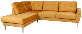 Kampinė sofa Home4you Heivi, geltona sp., kairinė, 250 x 200 cm x 90 cm