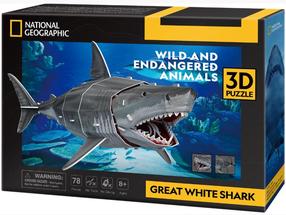 3D puzle Cubicfun White Shark, 38 cm x 13 cm, 72 gab.