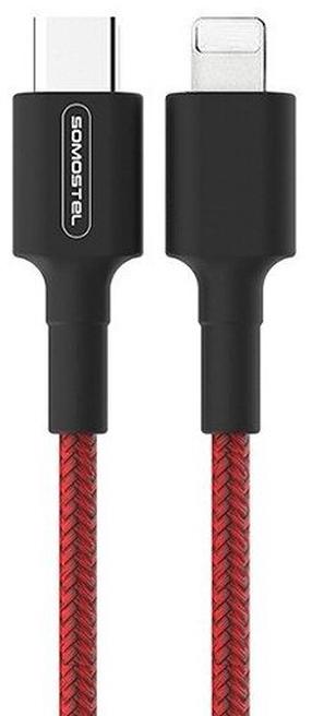 Kabelis Somostel USB-C - Lightning SMS-BW05 USB-C, Lightning, 1 m, melna krās./sarkana krās.