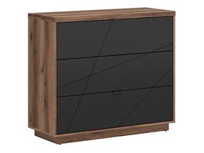 Komoda Forn, ąžuolo sp./juoda sp., 93 cm x 42.5 cm x 106 cm