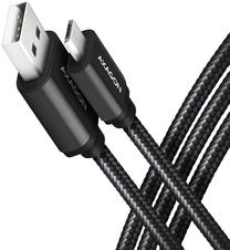 Kabelis Axagon Data & Charging BUMM-AM15AB USB Type A Male, Micro USB, 1.5 m, melna krās.