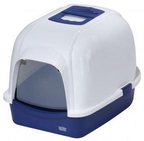 Suletud kassitualett Europet Bernina Medio, sinine v./valge v., suletud, 56 cm x 43 cm x 40 cm