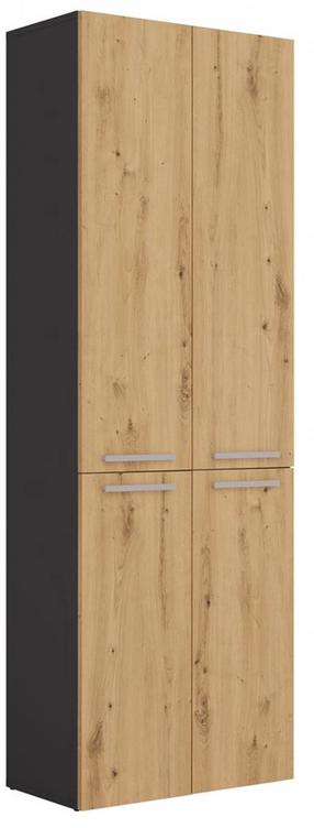 Laisvai pastatoma vonios spinta Nel DD 1K, antracito sp./ąžuolo sp., 30 cm x 60 cm x 174 cm