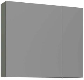 Pakabinama vonios spintelė su veidrodžiu Kalune Design Bari, matinė žalia sp., 16 cm x 75 cm x 66 cm