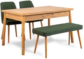 Valgomojo komplektas Kalune Design Costa 1070 - 3 A, žalia sp./pušies sp.