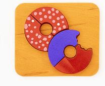 Edukacinė dėlionė Wood&Joy Sweets Puzzle Donut, 3 cm, raudona sp., 4 vnt.