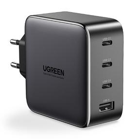 Telefona lādētājs Ugreen 100W 3C1A GaN, USB/3 x USB-C, melna krās., 100 W