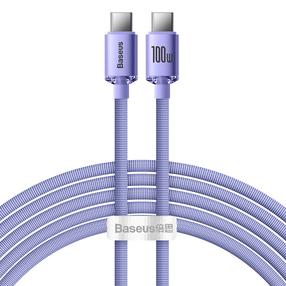 Провод для подзарядки Baseus Crystal Shine Series, USB Type-C, 200 см, фиолетовый цв., 100 Вт
