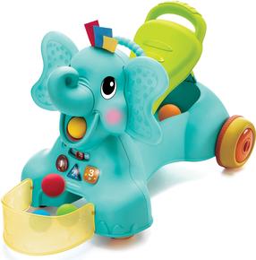 Stumjamā mašīna Infantino 3-in-1 Sit Walk & Ride Elephant, zila krās./dzeltena krās./zaļa krās.