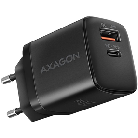 Telefona lādētājs Axagon ACU-PQ20, USB Type C/USB Type A, 8.4 cm, melna krās., 20 W