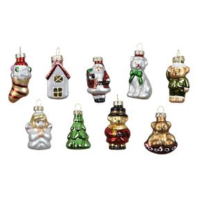 Eglutės žaisliukų rinkinys Decoris Figures, įvairių spalvų, stiklas, 9 vnt.