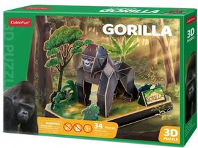 3D пазл Cubicfun Gorilla, 31 см x 16 см, 34 шт.