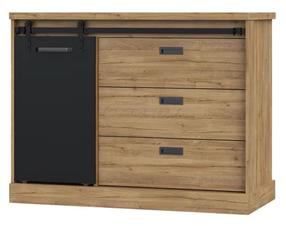 Комод Forte Klaark Left, дубовый цв./черный цв., 88 см x 113 см x 52 см