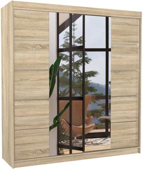 Spinta Dalmatia, sonoma ąžuolo sp., 58 cm x 200 cm x 215 cm, su veidrodžiu
