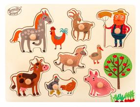 Puidust pusle Smily Play Farm Animals SPW83803, 22.6 cm x 30.2 cm, 7 tk, mitmevärviline